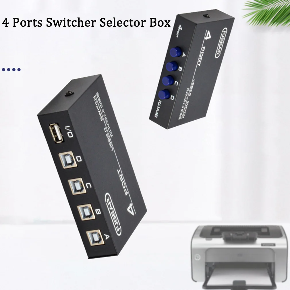 4 In 1 Out Sharing USB 2.0 Switcher Selector Box 4 Ports Hub Sharing Switch Adapter For Computer PC Scanner Printer High Quality
