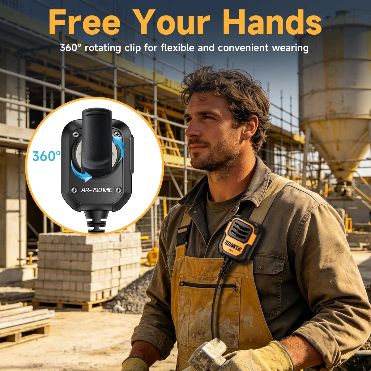 ABBREE Walkie Talkie Speaker Microphone | Mic AR-790 IP54 Waterproof | for Baofeng UV-5R MINI AR-152 Pro UV-21 Upgrade BF-780 view 3