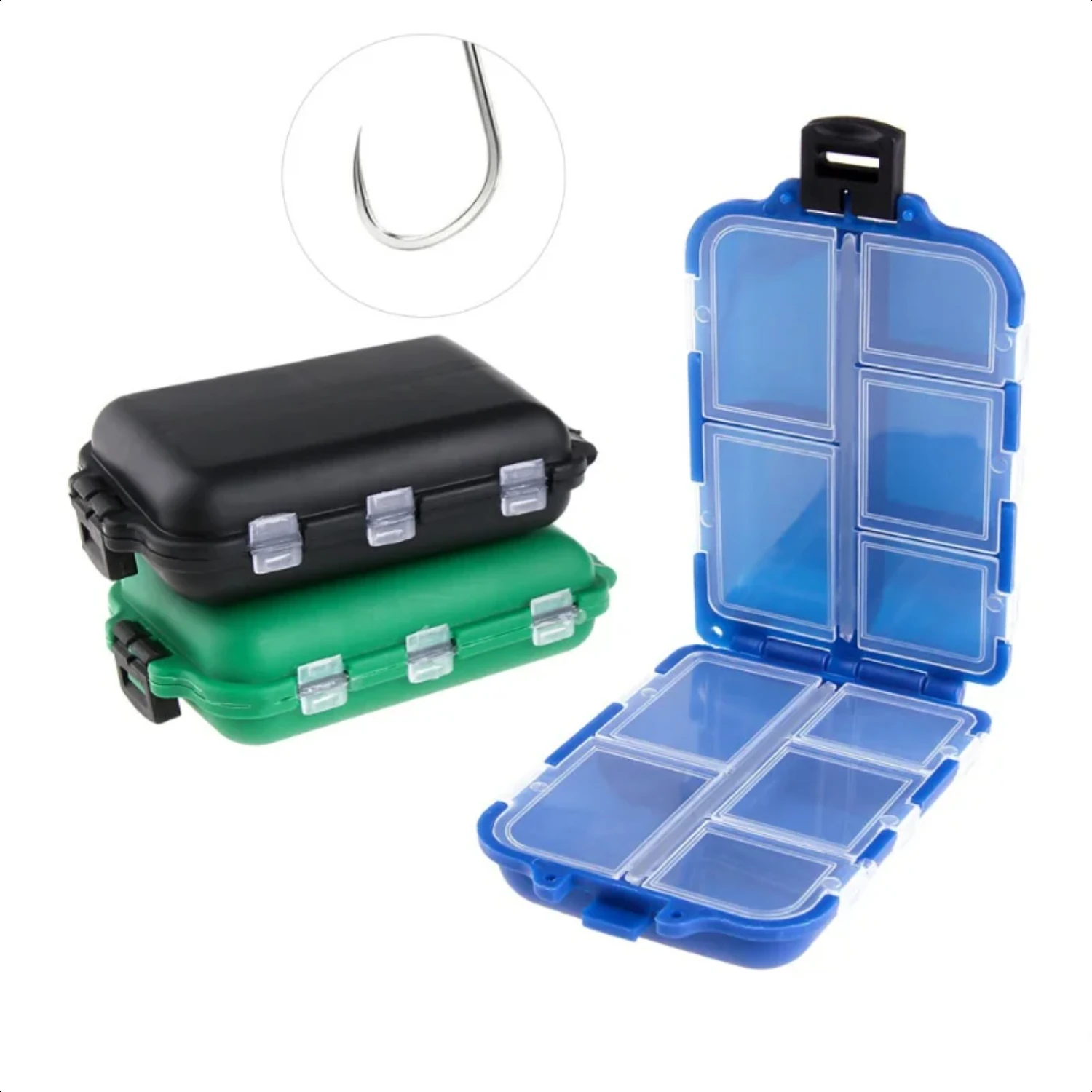 Durable Essential Mini Square Fishing Tackle Box with Compact Design and Generously Sized Compartments, Tough Plastic Storage Ca