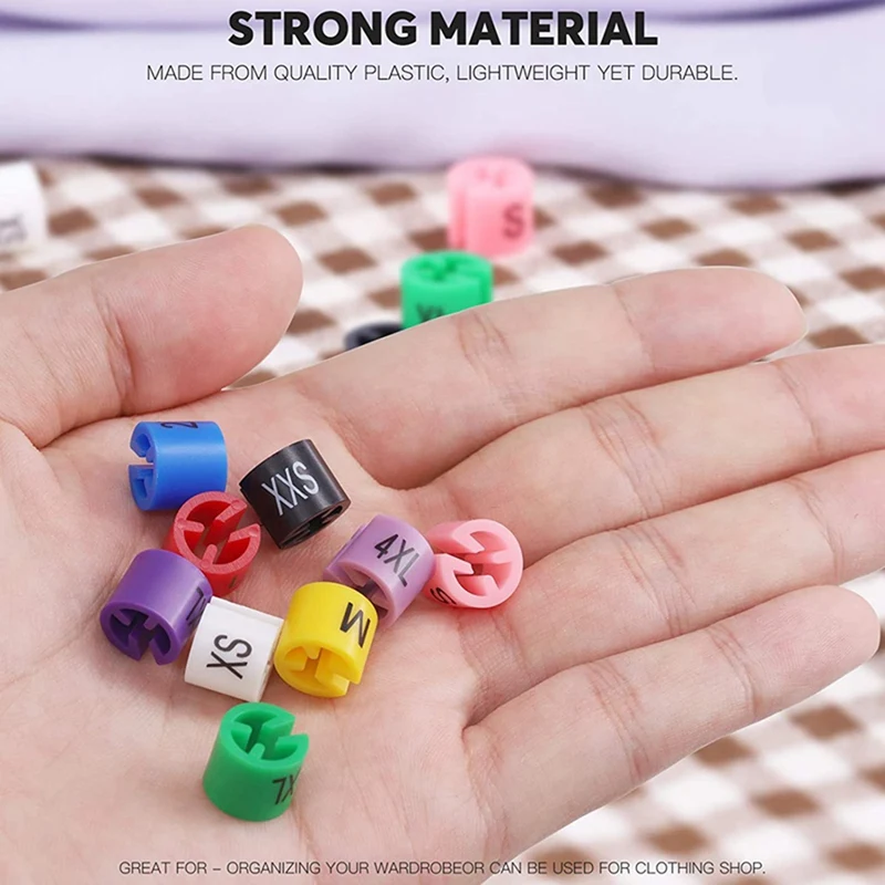 1740 ชิ้น Snap ขายปลีกแขวนเสื้อผ้าขนาดเครื่องหมายแท็กเสื้อผ้า Xxs ถึง 4Xl ขนาดการเข้ารหัสสีแบ่งแขวนป้ายหัวเข็มขัด