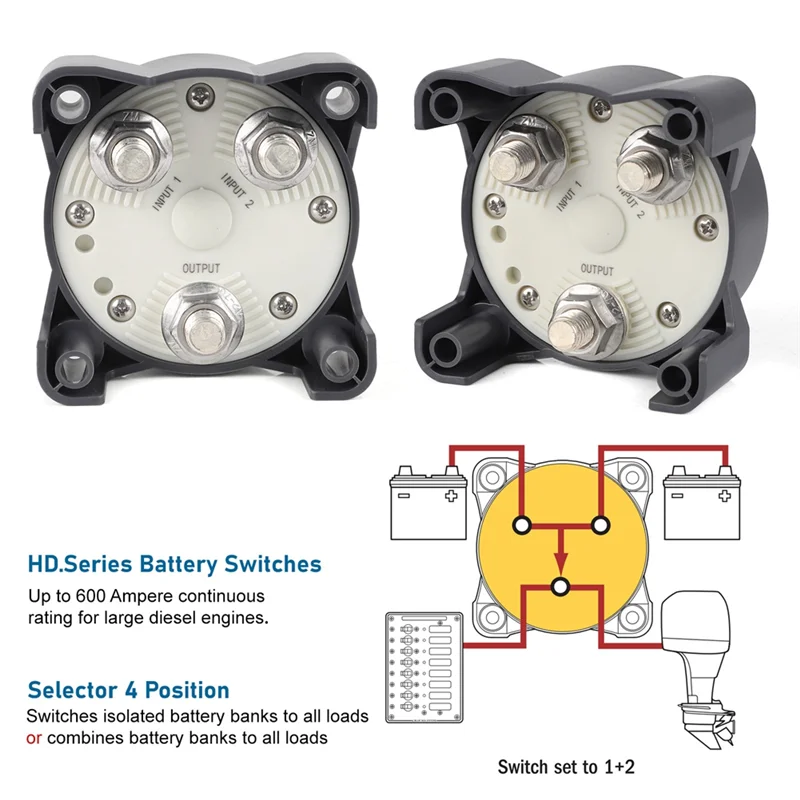 

500A Battery Selector Switch RV Isolator Shut Off 4 Postiton Selector Battery Switch