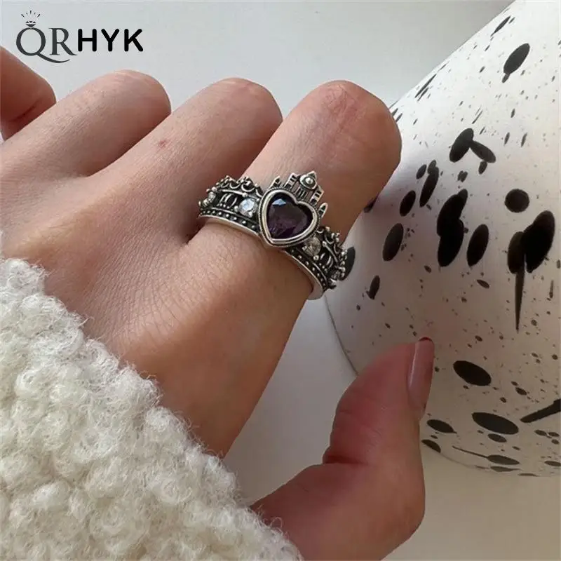 Vintage Retro Adjustable Open Crown Rings Female Geometric Accessories Personality Jewelry For Women