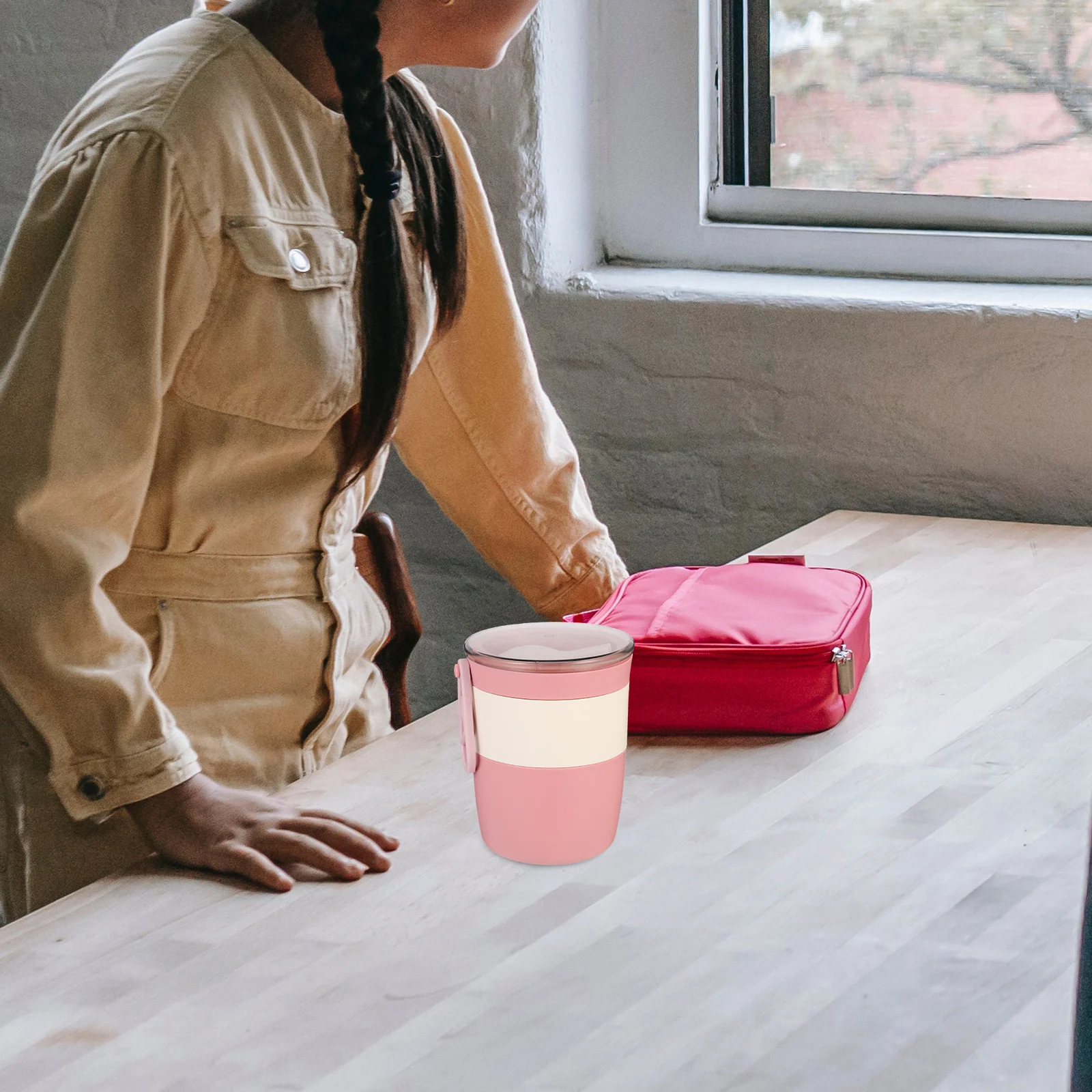 

1 set Microwave Insulated Food Container Large Capacity Portable Breakfast Cup For School Office Travel Bento Box Soup Storage