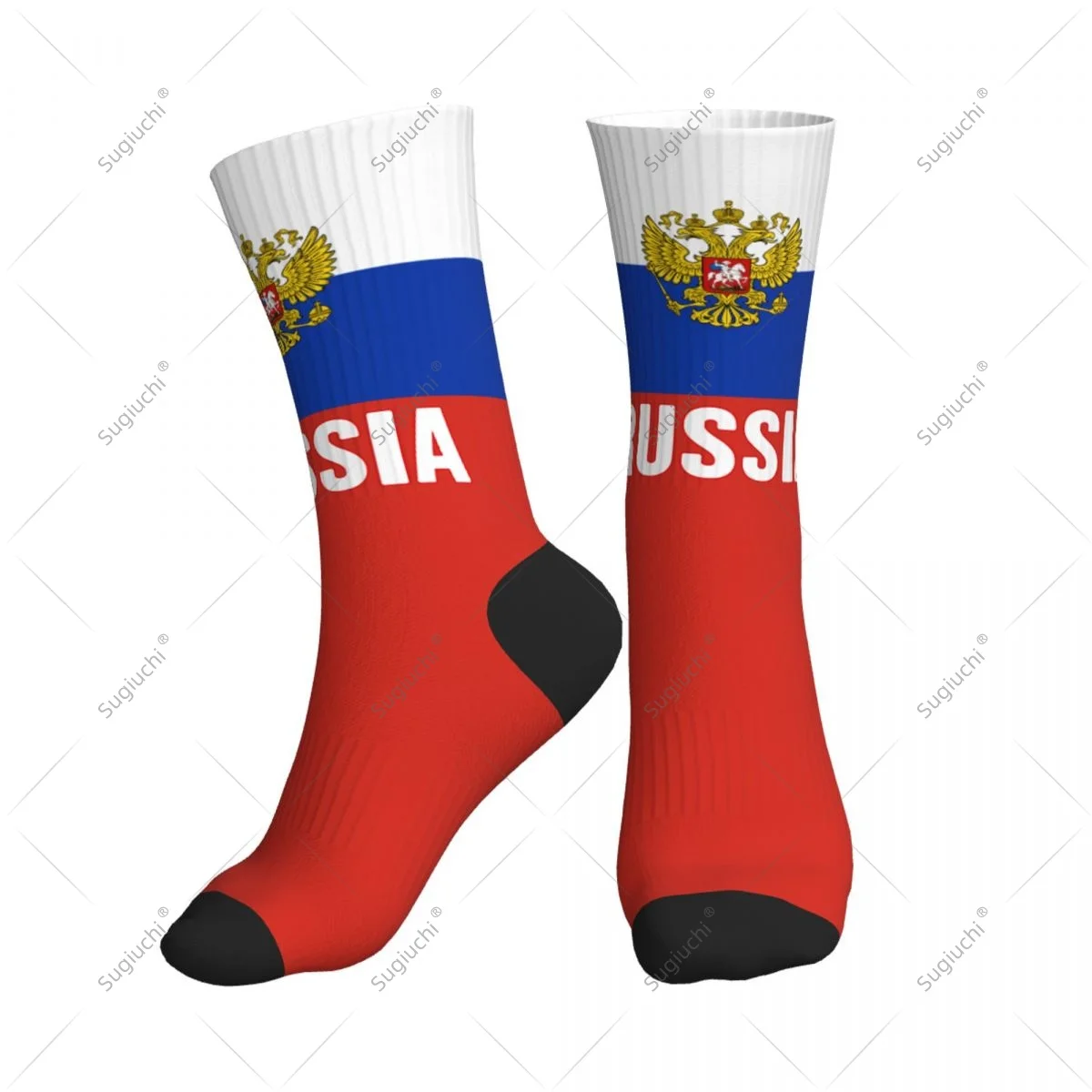 

3D Printed Russia Flag Polyester Mid-calf Socks For Men Women Kawaii Socks Street Skateboard Socks