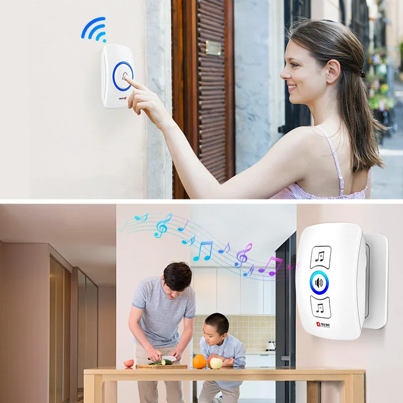 M525+F51Outdoor Wireless Doorbell 433MHZ Smart Home Door Bell Combination Doorbell Sensor Volume Adjustable