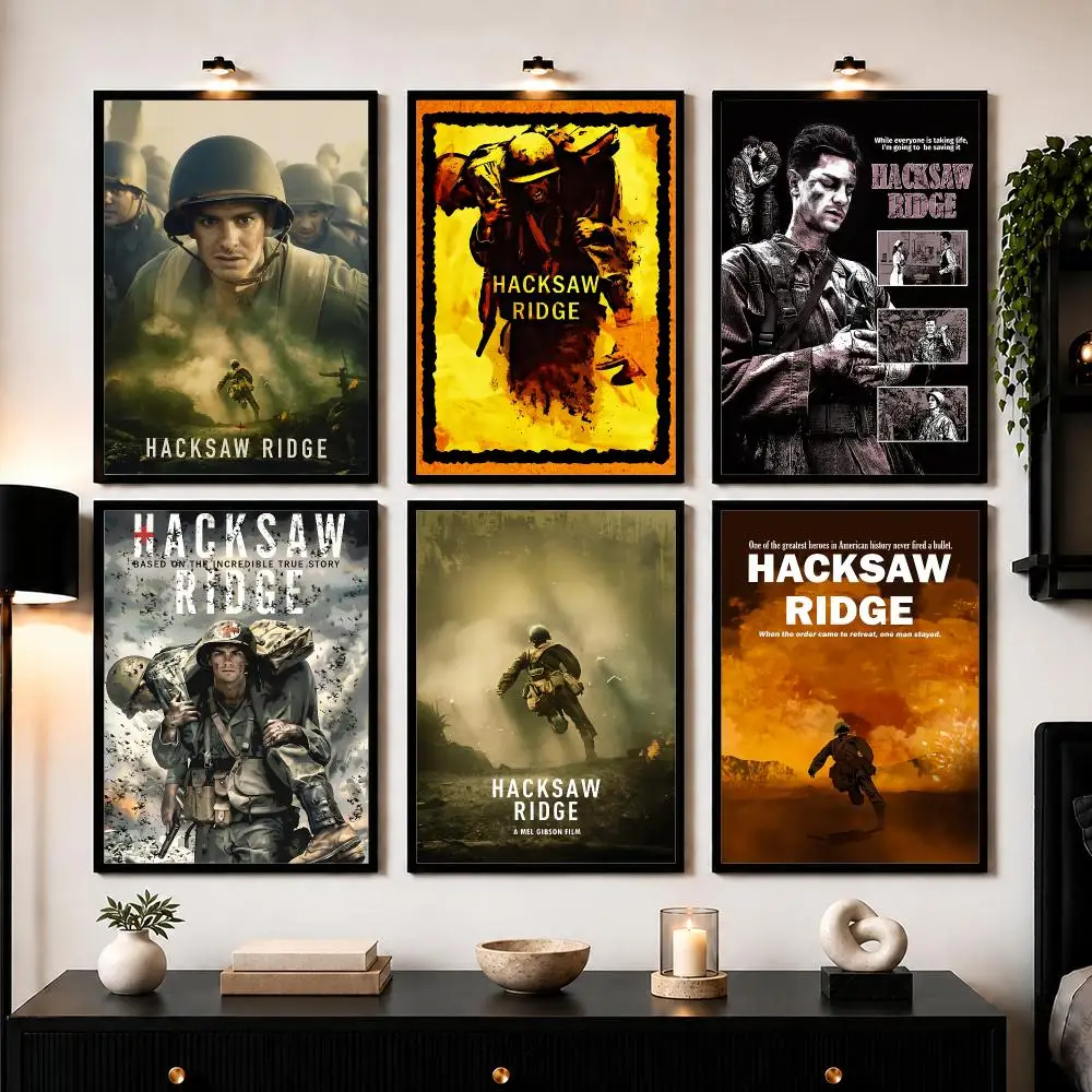 Famous War Movie H-Hacksaw Ridge Poster Wall Art Sticker For Living Room Bedroom Bar Home Decor Mural Painting Decoration