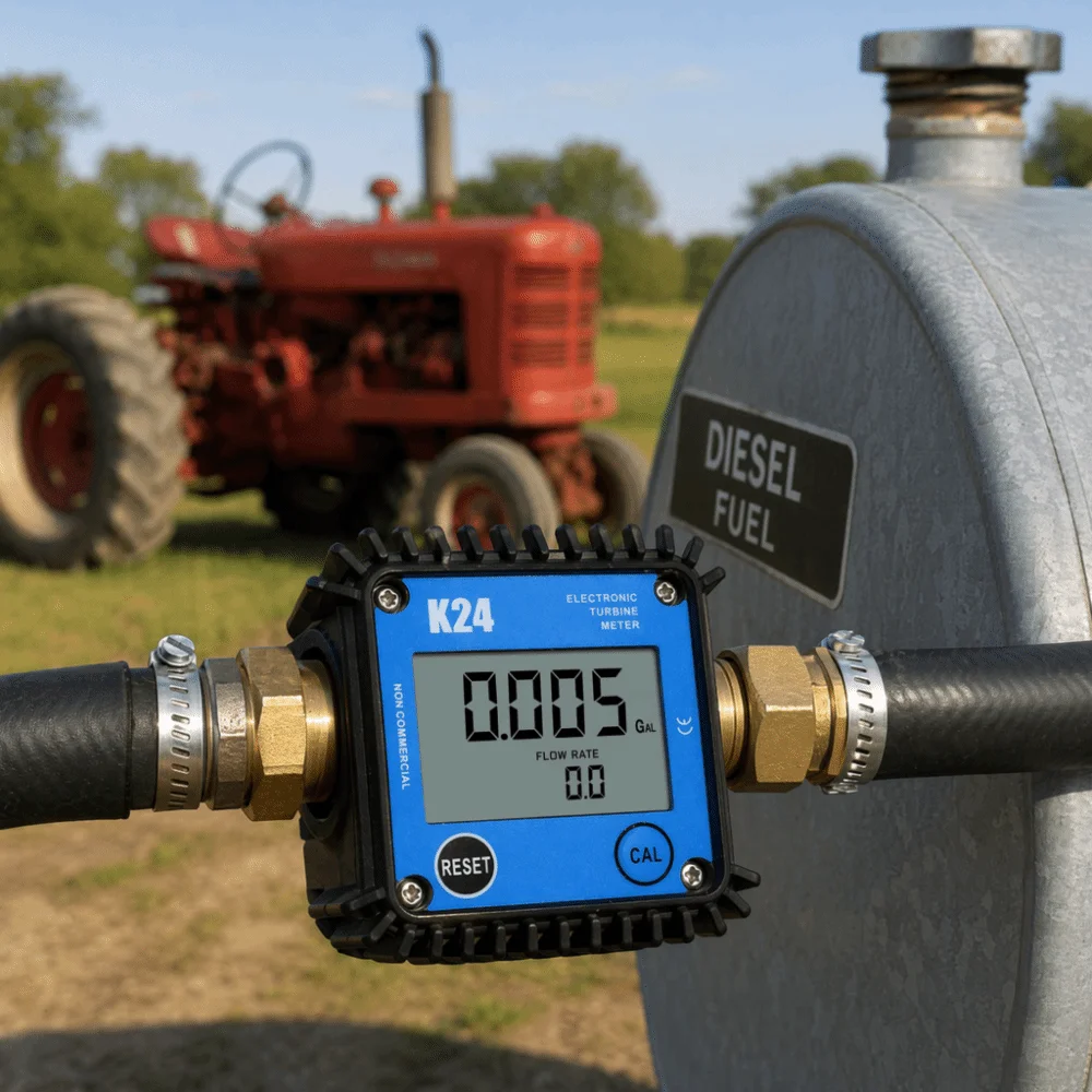 High Accuracy K24 Turbine Flow Meter LCD Display Inline Type Liquid Flow Meter Digital Display Plastic External Thread