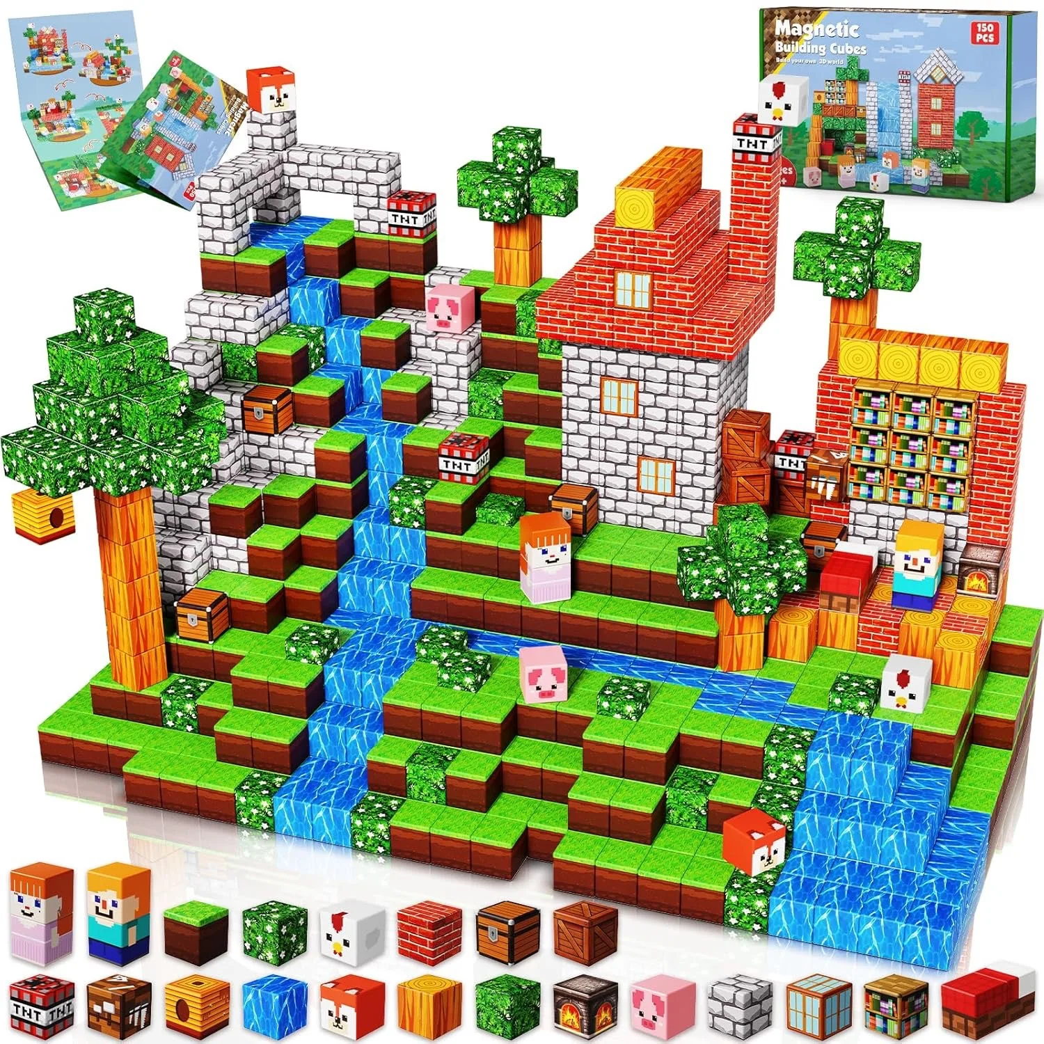 

STEM Sensory Montessori Stacking Cubes Construction Set Magnetic Building Blocks Magnet Cube Mine Set Toys Birthday Gift