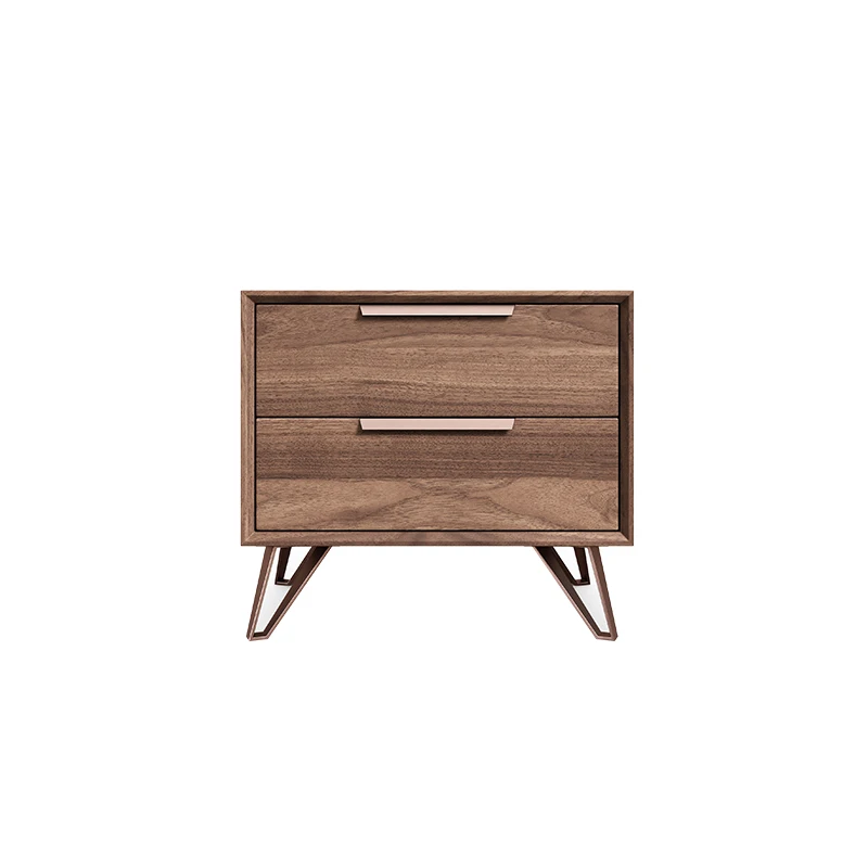 

Italian minimalist North American black walnut solid wood bedside table