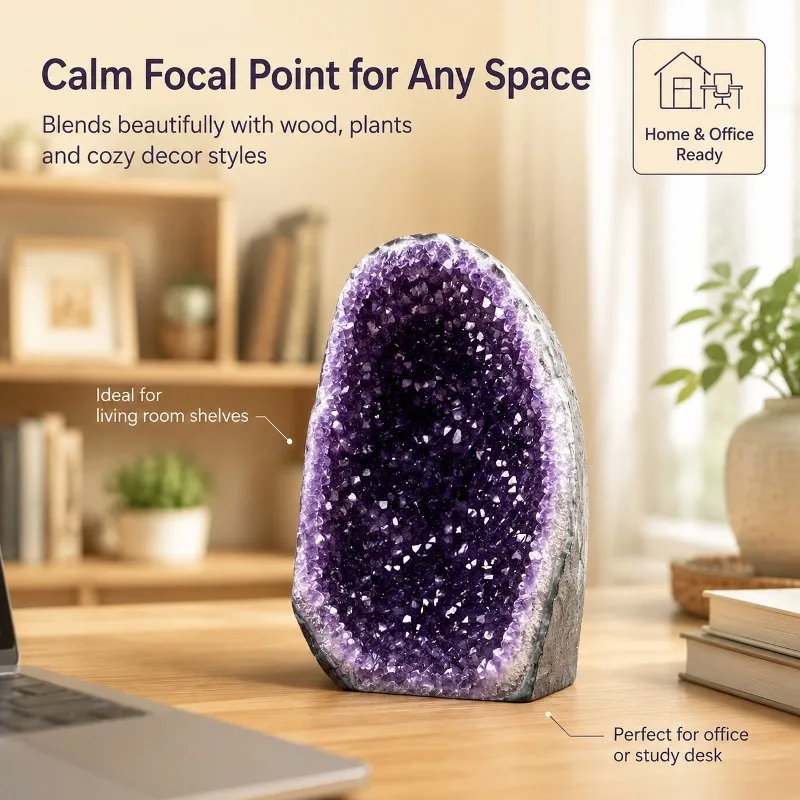 Collection grade selection of heavy-duty natural Brazilian purple crystal clusters, mineral specimen ornaments, random styles, crystal desktop home and office decorations, unique mineral display ornaments, crystal collection gifts