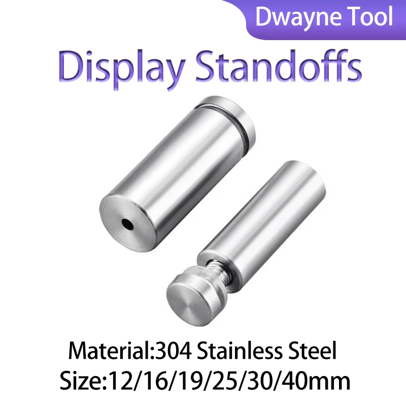 4PCS Stainless Steel Display Standoffs 12/16/19/25/30/40mm - Acrylic Glass Mounting Hardware for Signage & Exhibition Panels