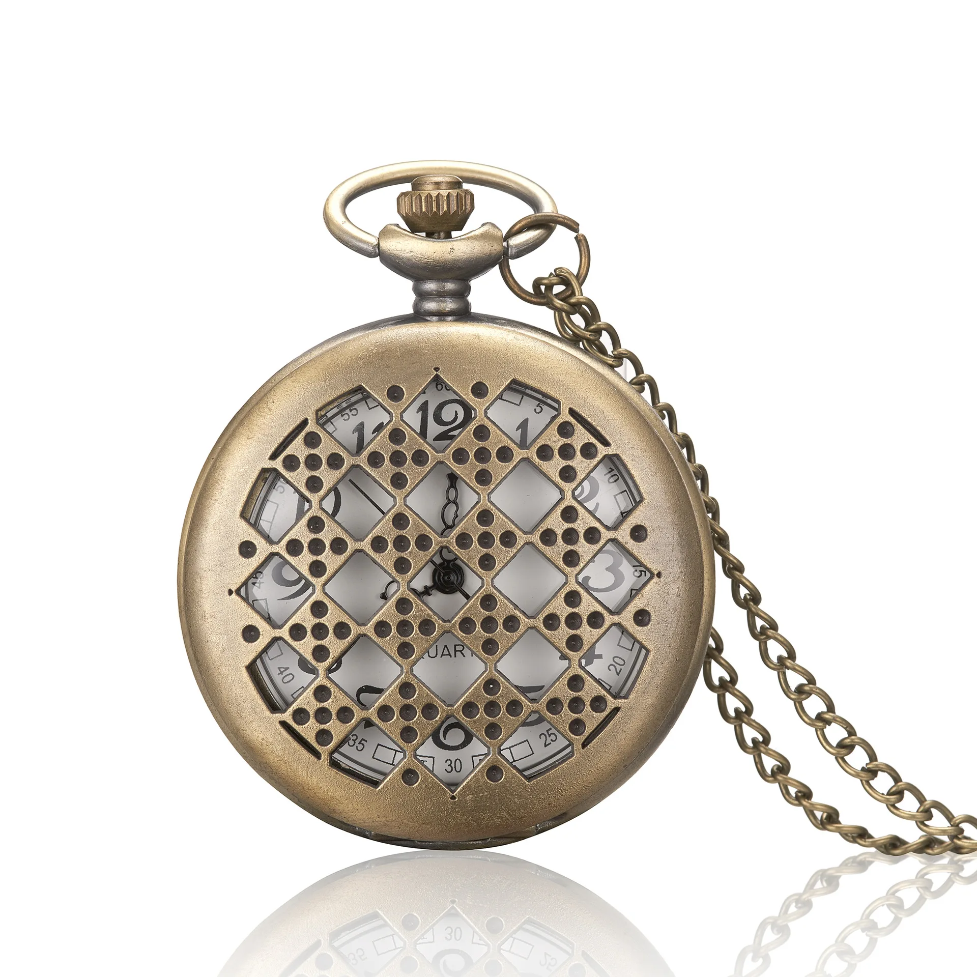 10 قطعة/الوحدة فراشة الموضة اليعسوب الجوف منحوتة ساعة جيب كوارتز قلادة قلادة هدايا عيد الميلاد للنساء رجل فوب سلسلة