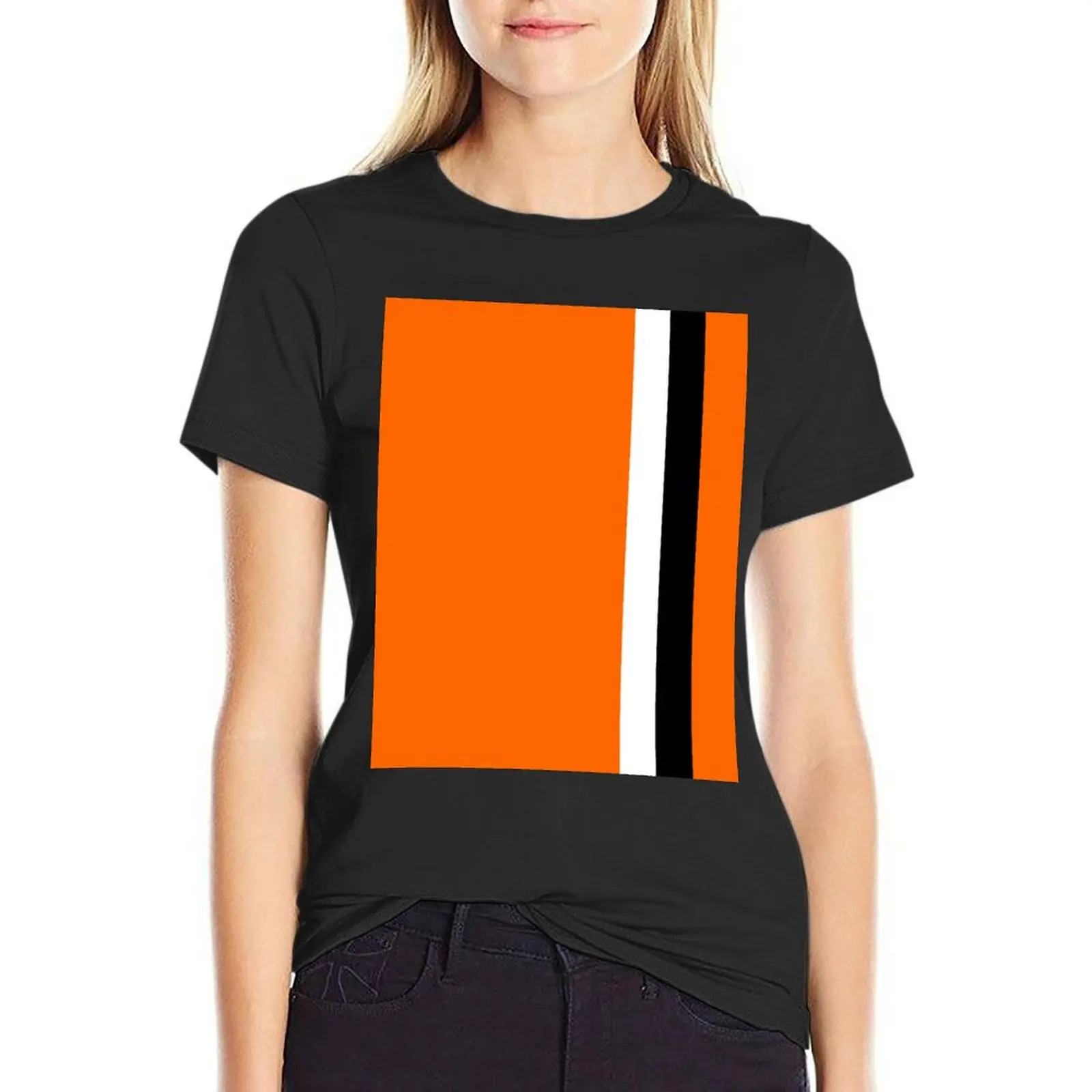 Luton Town Retro Home 1973 -74 Orange and White Black Bars T-Shirt summer top summer clothes summer clothes for Women