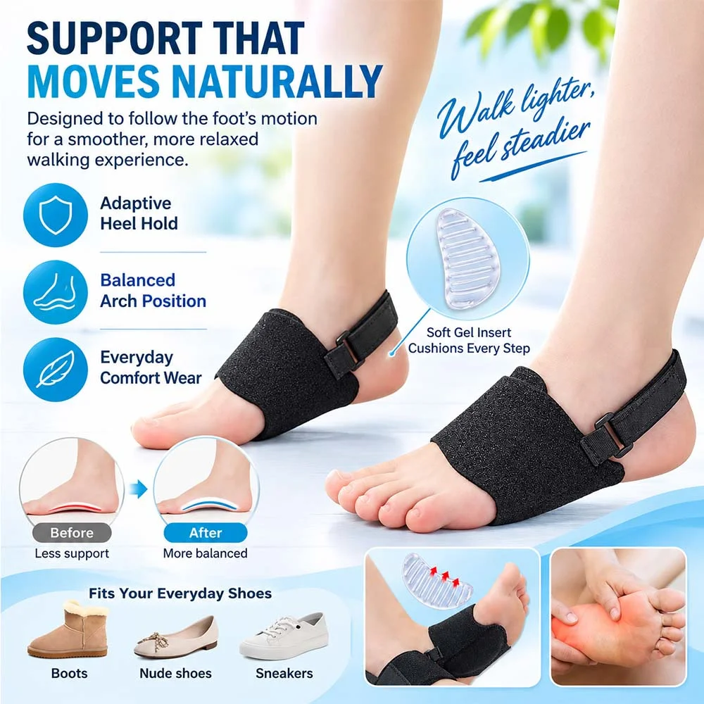 Flat Feet Orthotic Insole GEL Elastic Massage Shock Absorbing Sports Daily Use Comfortable Lightweight KOTLIKOFF