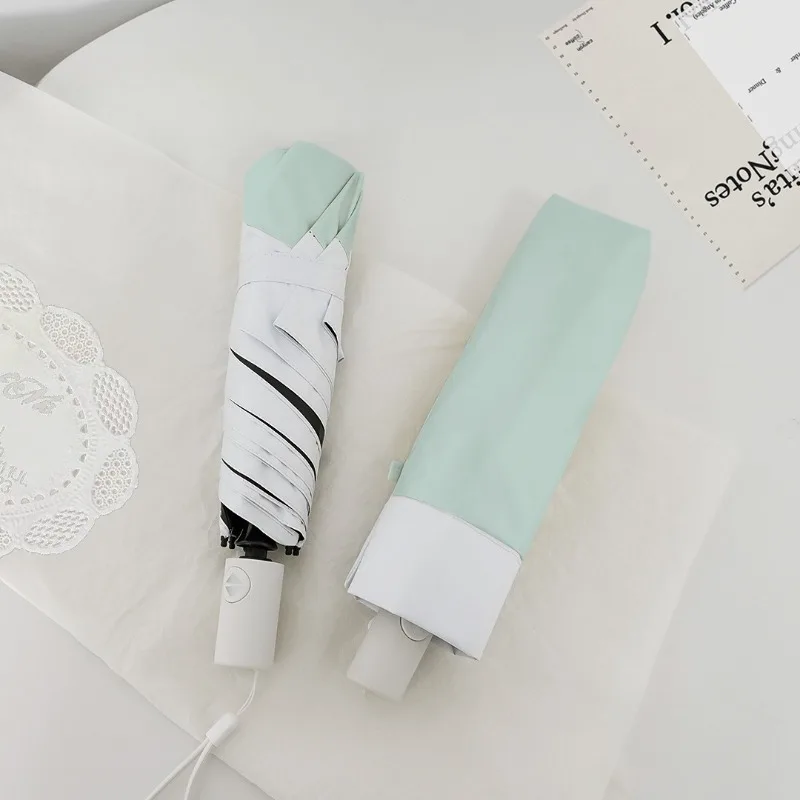 1pc Women Foldable Sun Umbrella Black Glue Sunscreen Parasol Princess Style Portable Rain and Sun Dual Use Umbrella