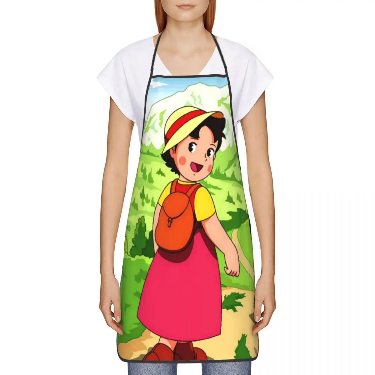 Cute Heidi Funny Apron for Women Men Alps Mountain Girl Adult Unisex Kitchen Chef Bib Tablier Cuisine Cooking Baking Painting