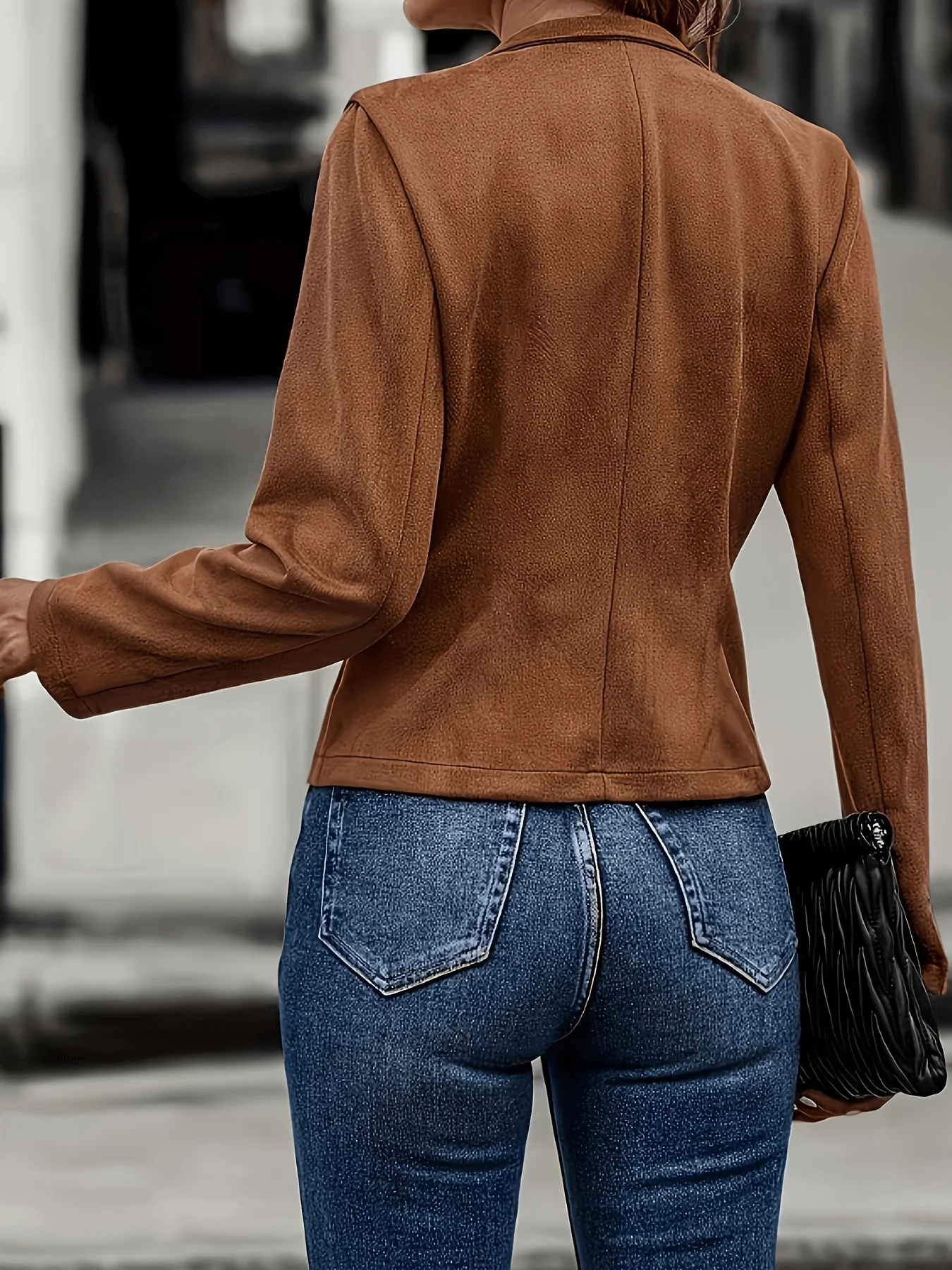 Frühling und Herbst Neuer Stil Pendler-Style Einfarbige Kurze Stehkragen-Jacke Strickjacke Ohne Taschen – Detail 2