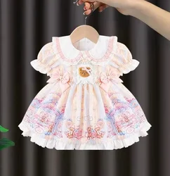 Vestido de verano de Lolita para niñas, ropa de princesa con lazo de oso, tutú, 2023