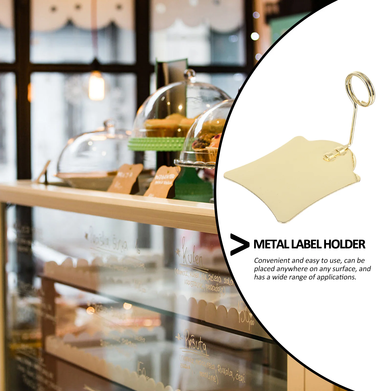 Clip de etiqueta de precio de mercado, Clips de cable, soporte de señal de exhibición publicitaria, abrazadera reutilizable de Metal negro, 5 uds.