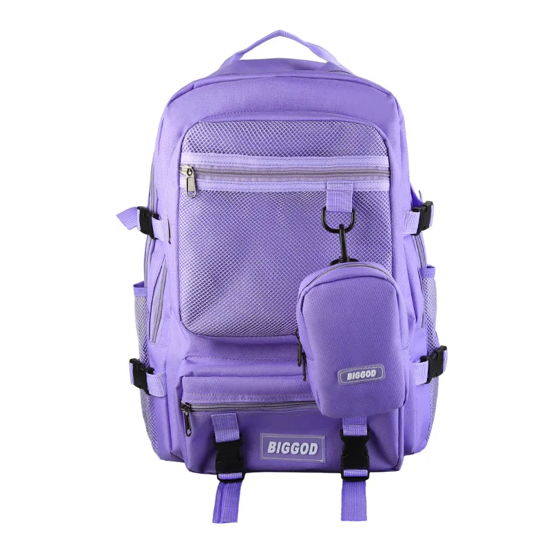 2023 Schoolbag Female Korean Harajuku Style College Student Fashion Large Capacity Workwear Men's Backpack Backpack Travel Bag L