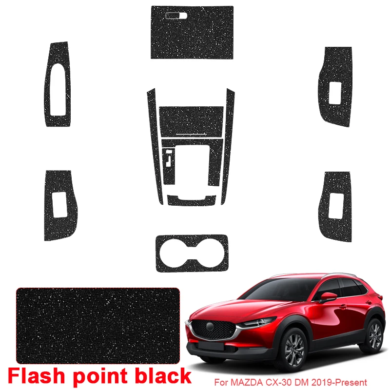 Car Carbon Interior Sticker For MAZDA CX-30 DM 2019-Present LHD Window Lifting Panel Decal Gear Door Protective Film Accessory