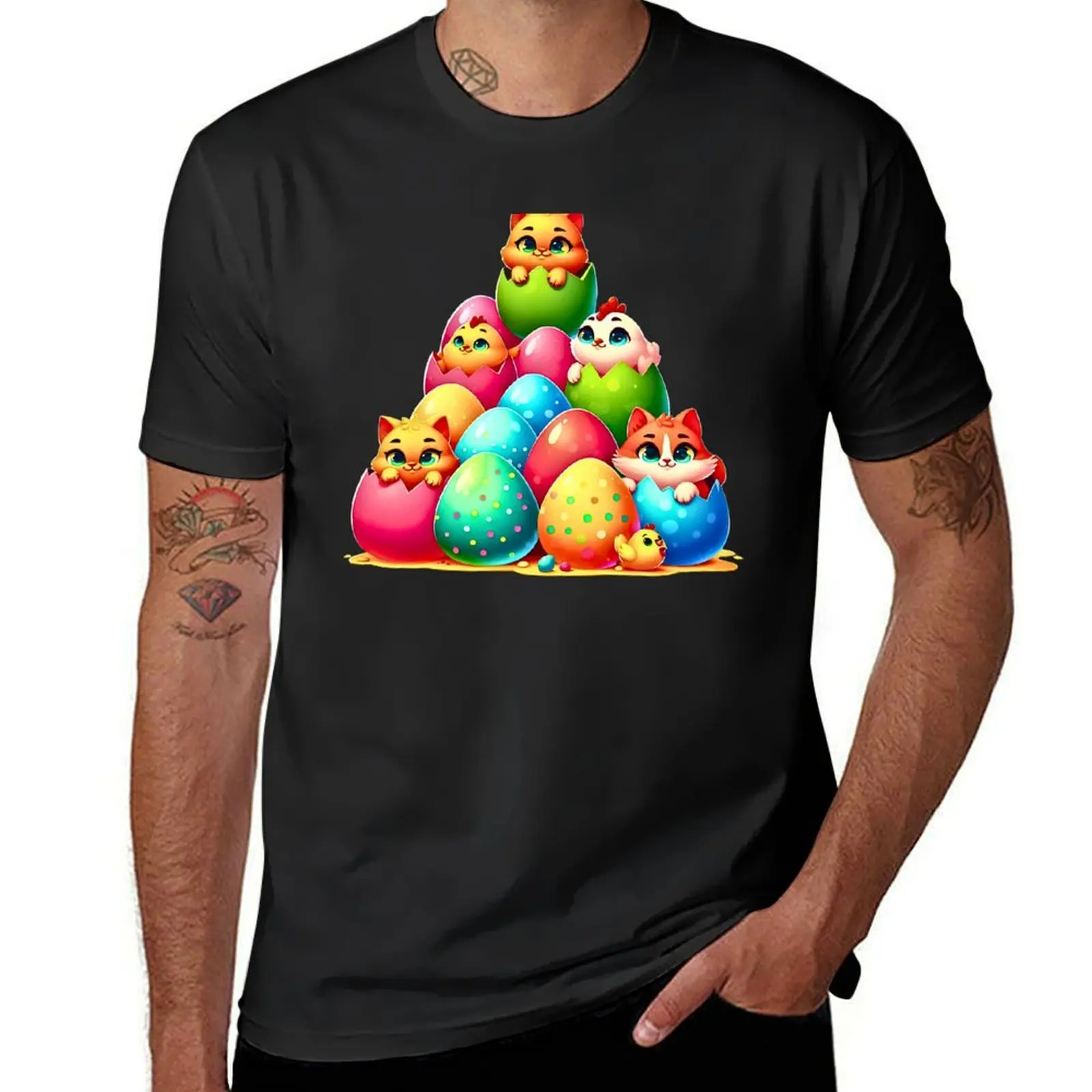 Cute Cartoon Cat Hatching From A Chicken Egg T-Shirt cute clothes oversizeds tops tees men clothes