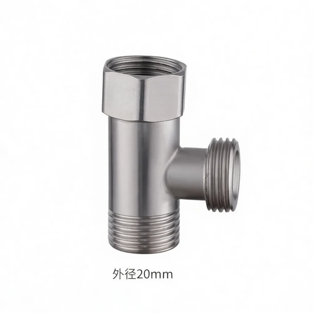 DN15 Three Way Pipe Adapter 304 Stainless Steel Water Splitter Connector Durable Plumbing Fitting For Home Water Inlet