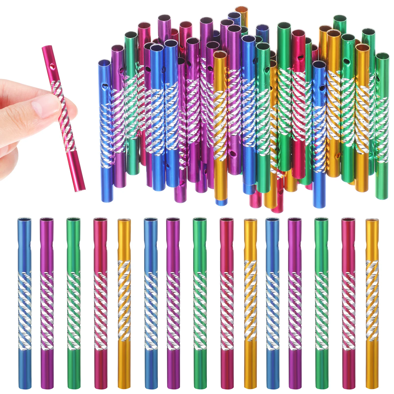 

50pcs Hollow Aluminum Wind Chime Bells DIY Outdoor Garden Decoration Replacement Parts Set