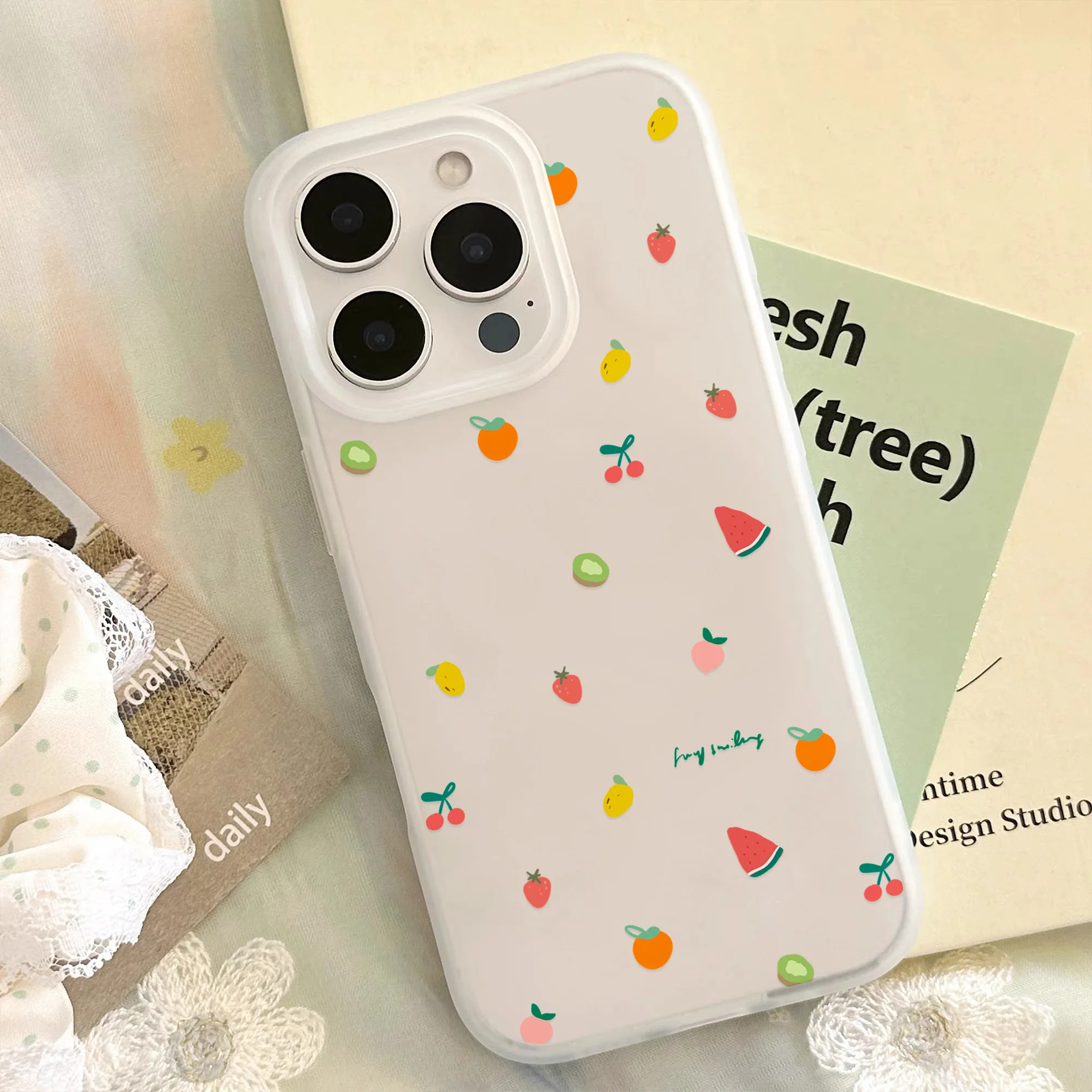 Cute Cartoon Fruit Watermelon Clear Frosted Shockproof Phone Case for IPhone 17 16E 16 15 14 Plus 13 12 11 Air Plus Pro X XR Max #2