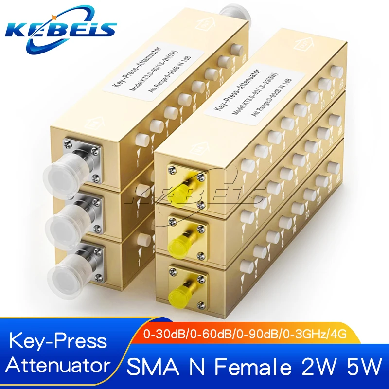 1 SZT. Przyciskowy tłumik sygnału RF typu N SMA, regulowany, 2W 5W, 0-30dB 60dB 90dB, regulacja stopniowa przyciskiem, 0-4GHz