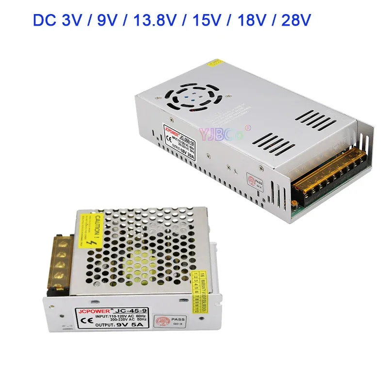 

110V 220V AC to 3V 9V 15V 18V 28V 13.8V DC LED Light Power Supply 2A/3A/5A10A/20A/22A/25A/30A/40A Switch Transformer Driver