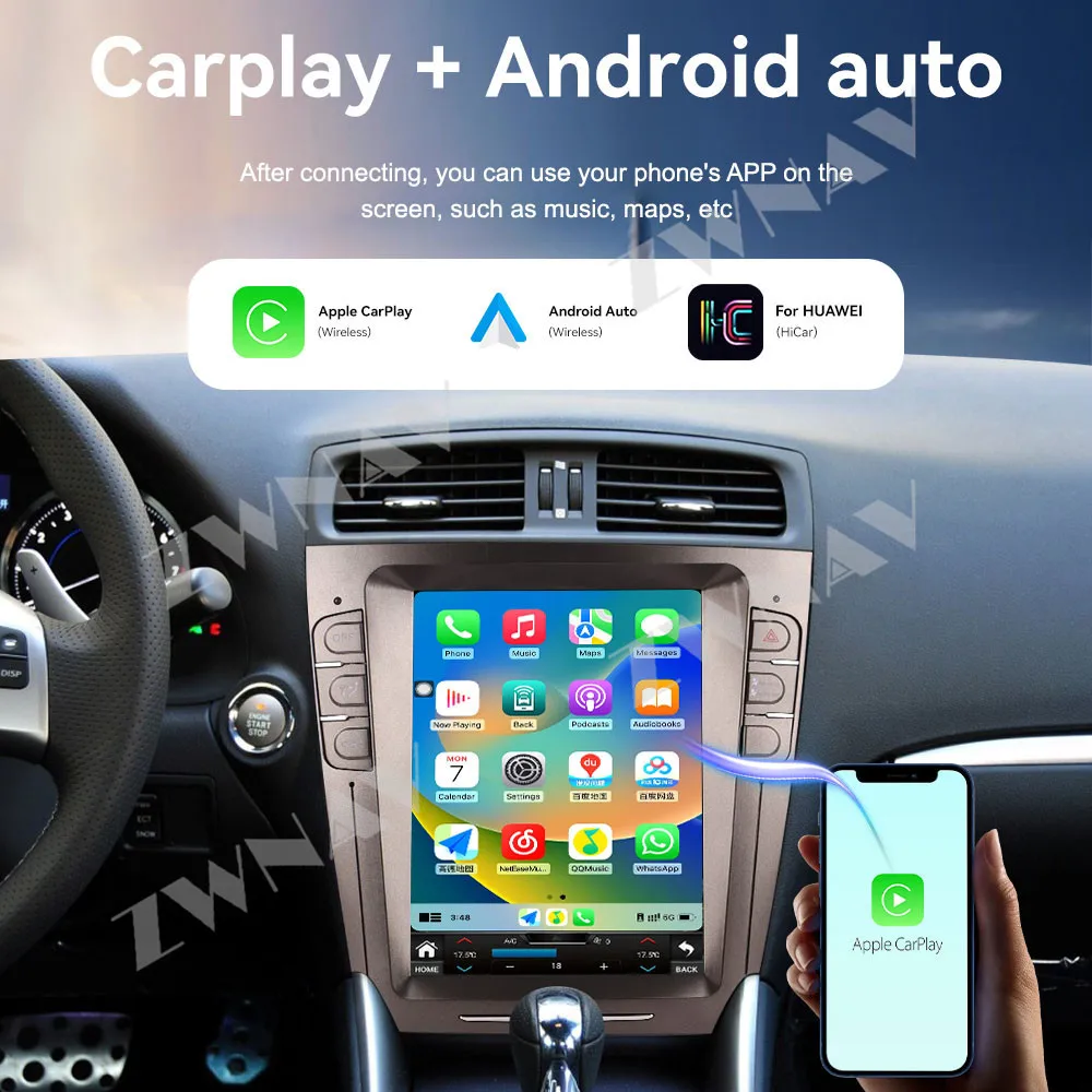 12.1 Inch Touch Screen Autoradio Stereo Wireless Carplay For Lexus IS 2006-2012 Android 14 GPS Navigation Head Unit Auto