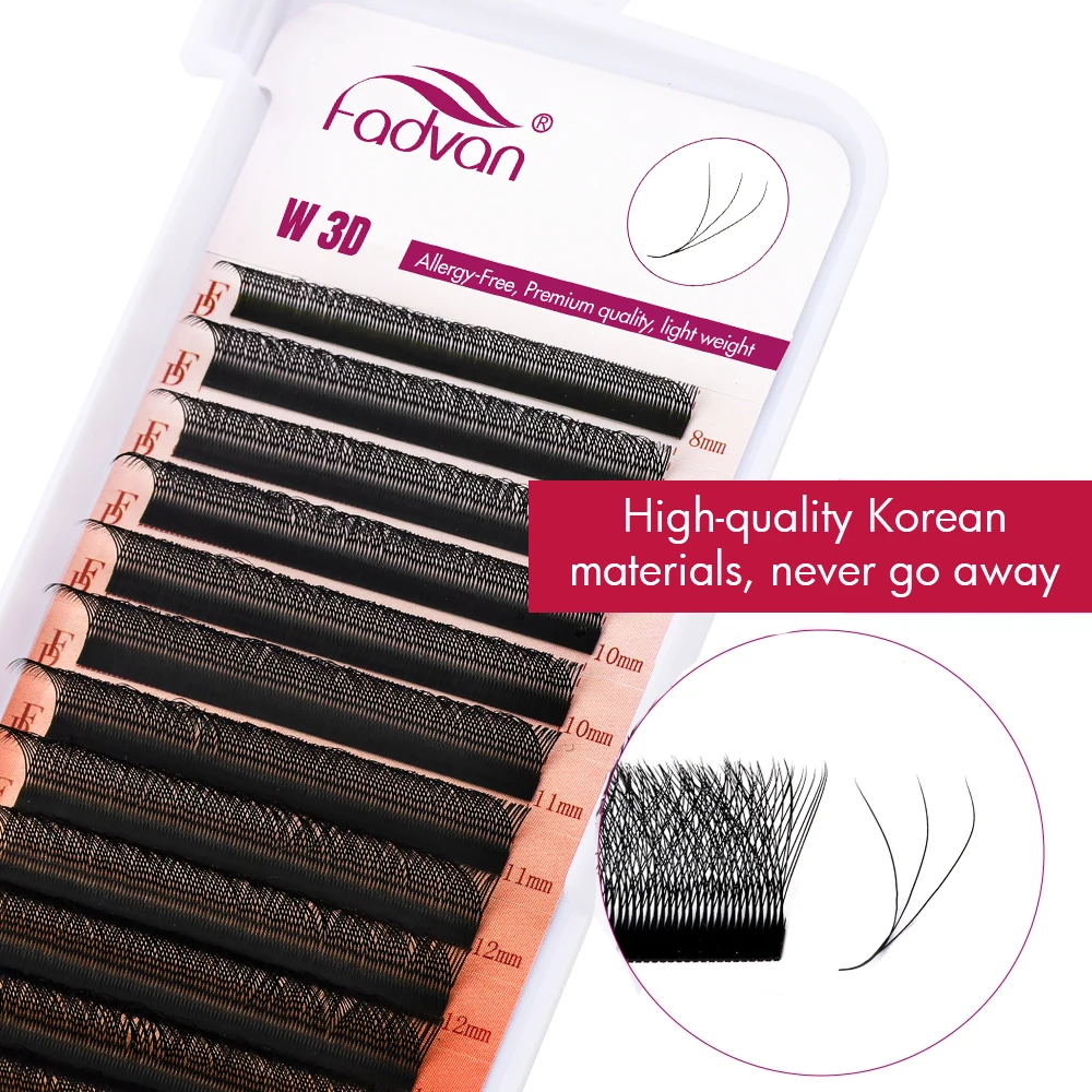 Fadvan W Lashes pestañas 3D prefabricadas, abanicos voluminosos, suministros de extensión de pestañas, pestañas de visón falso Natural