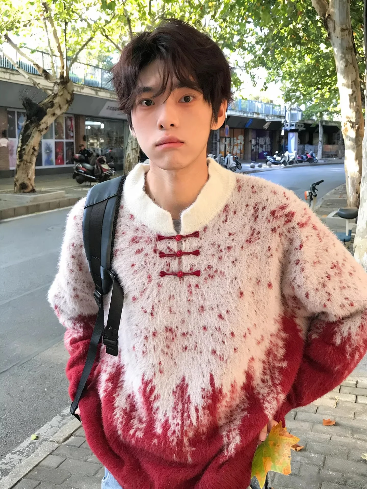 

Красный китайский вязаный свитер с воротником-стойкой, мягкий и уютный базовый слой, мужская модная верхняя одежда, новая китайская...