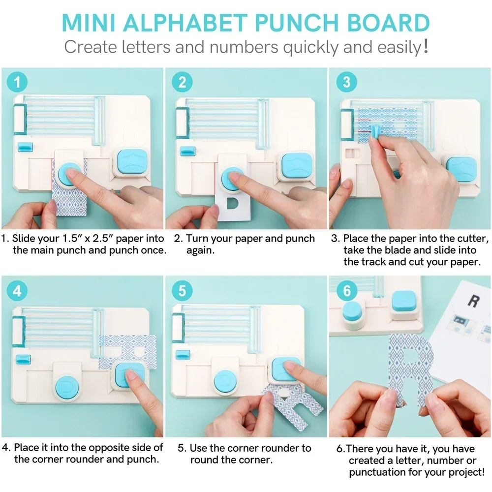 Mini Alphabet Punch Board DIY Letter Embossing Machine for DIY Handmade Greeting Craft Cards Paper Scrapbooking Party Decor