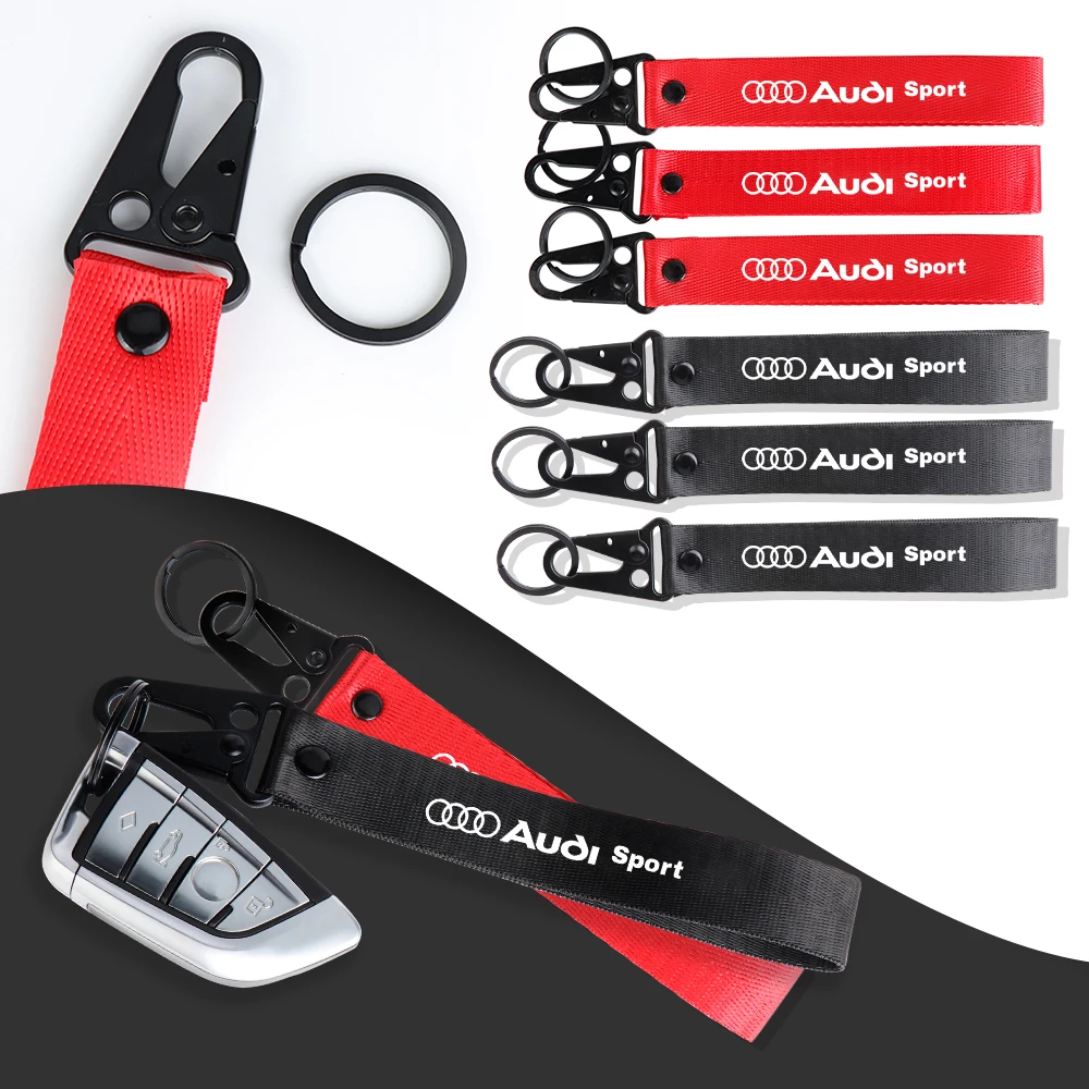 1Pcs Nylon Car Keychain Key Lanyard Car Accessories Center Cover For Audi SLine A6 Q3 B9 Q7 RS3 S A3 B3 S1 C6 B5 B7 RS4 S1 8P S3