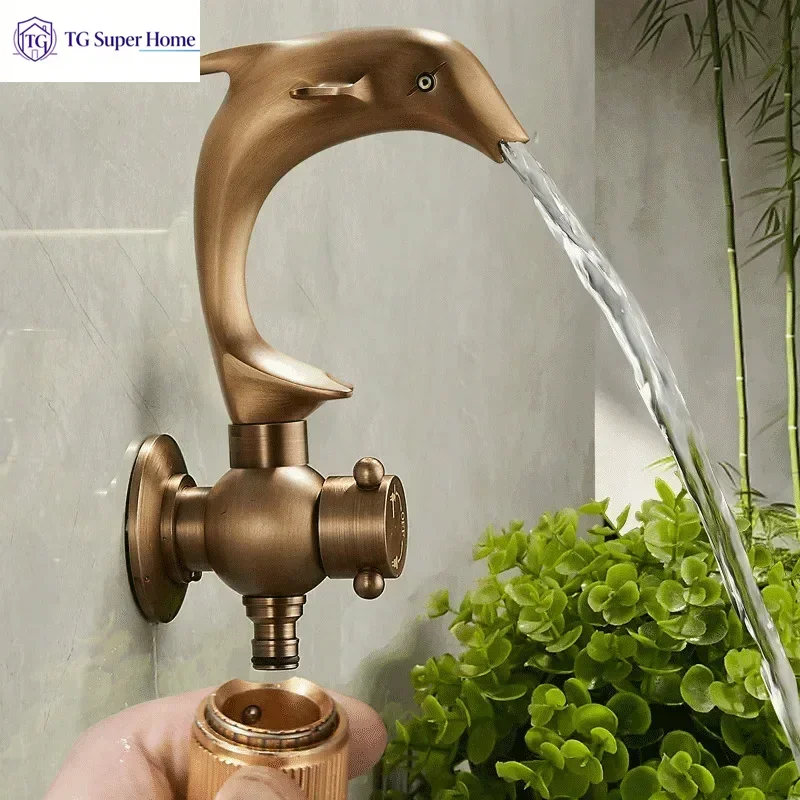 Antique-style all-copper European basin faucet, vintage hot and cold single-hole washbasin faucet