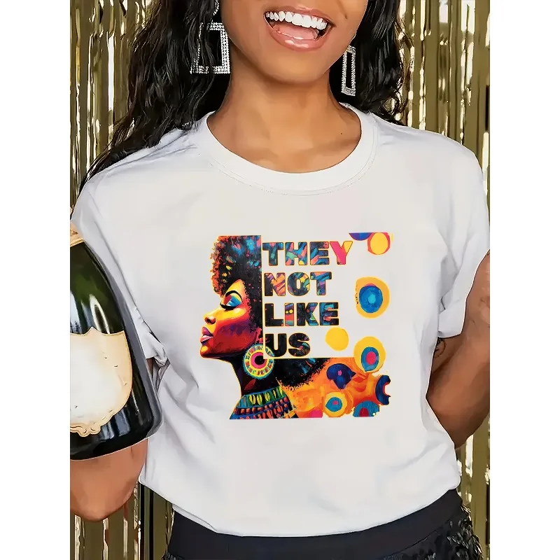 

Ladies' They Not Like Us Printed T-shirt for Vacation and Daily Wear Top Spring/Summer Pure Cotton Short Sleeve Unisex T-shirt