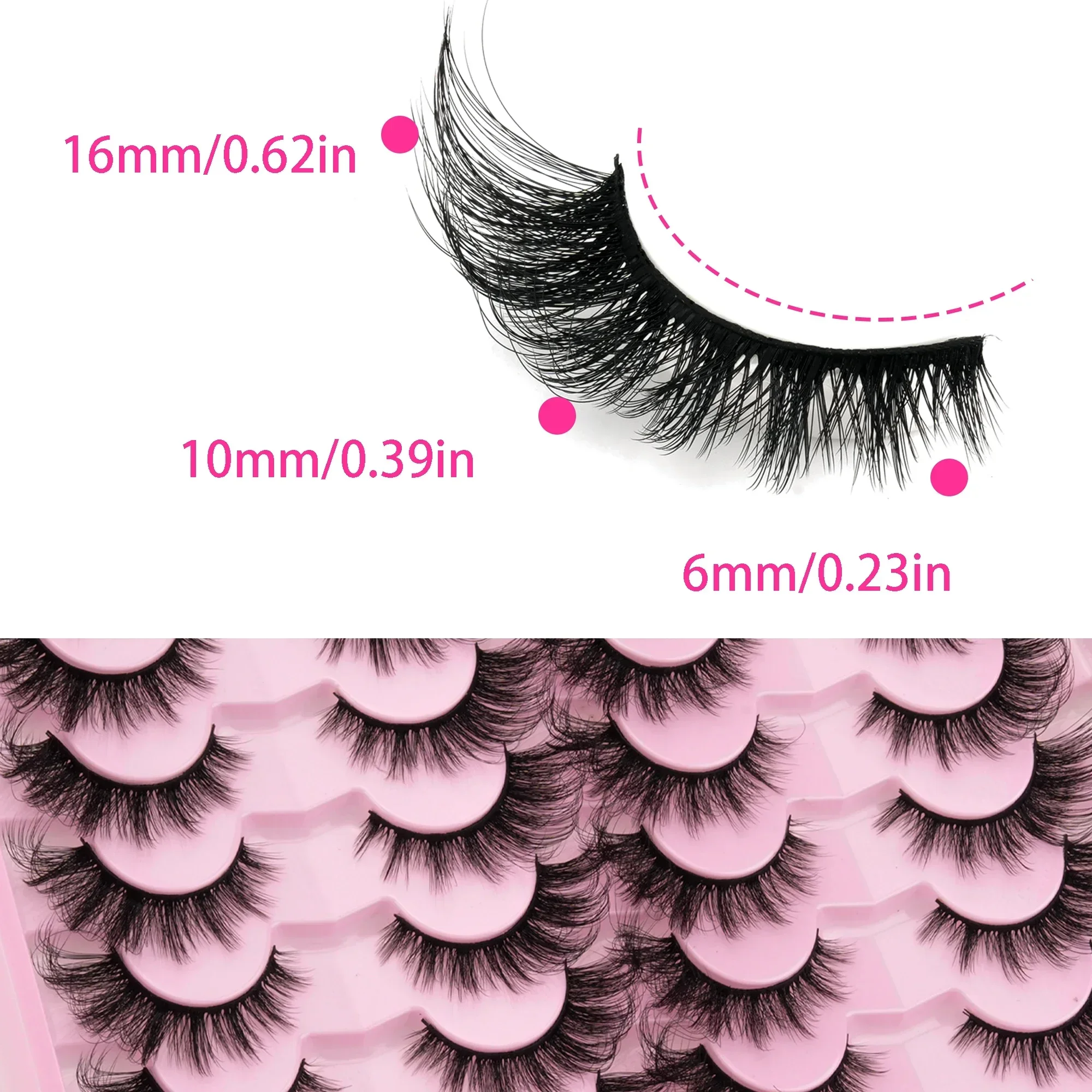 20 Pairs 16mm Dramatic False Eyelashes 3D Multi‑Layer Fluffy Voluminous Strip Lashes Soft Black Band Reusable Eye Makeup