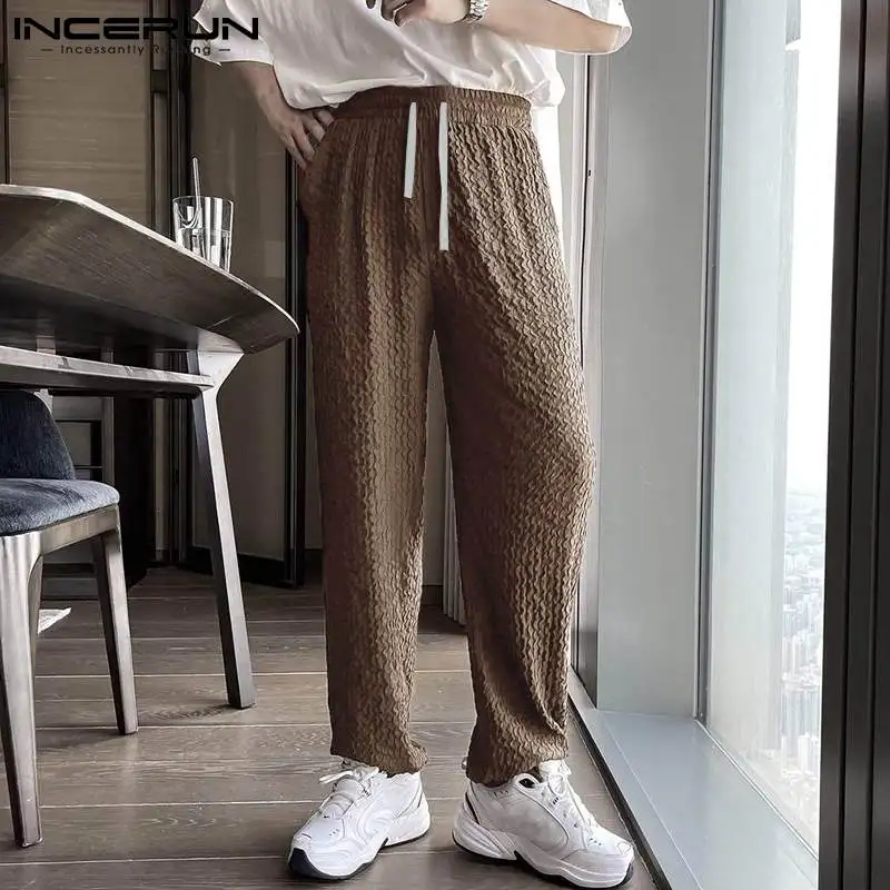 

INCERUN Tops 2022 Korean Style Men's Pants Solid All-match Simple Pantalons Fashion Casual Male Loose Comfortable Trousers S-5XL