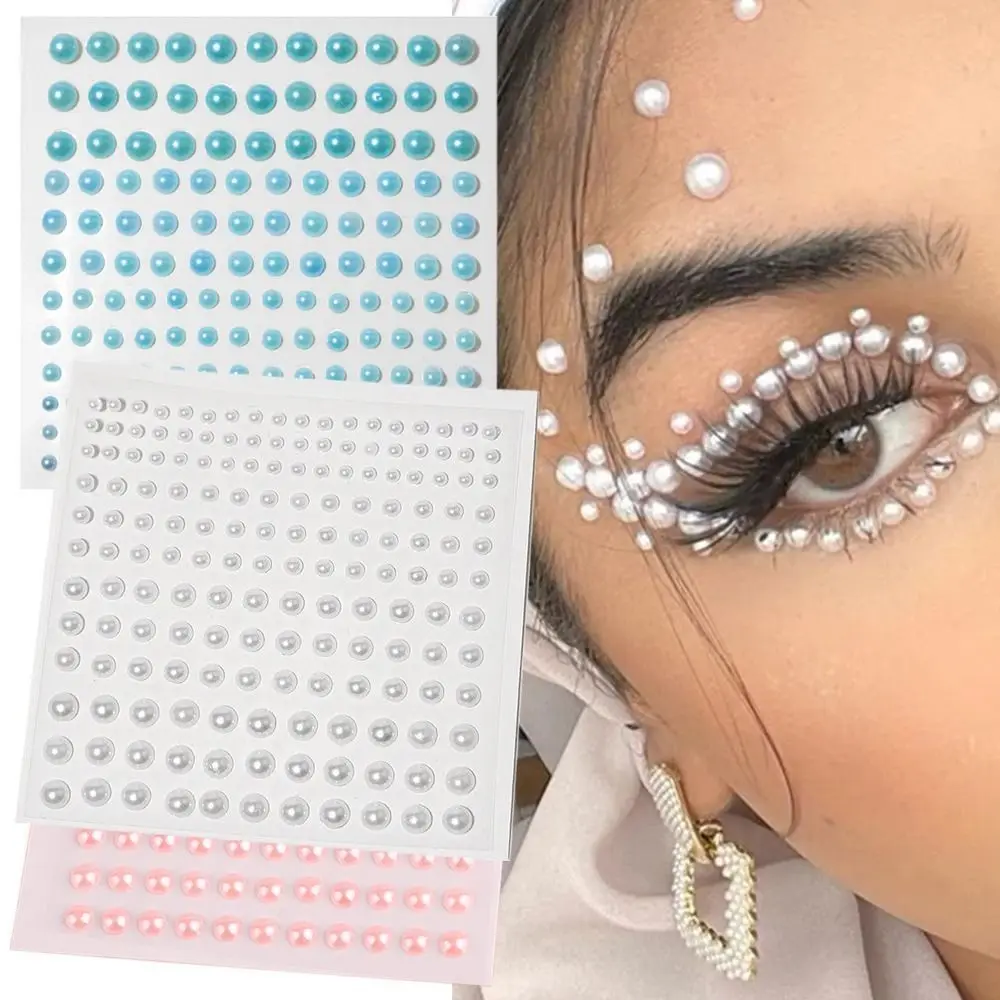 Self Adhesive Hair Pearls Stick Mix 3mm/4mm/5mm/6mm Beige Pearls Stickers Beautiful Pearls Face Pearls Stickers