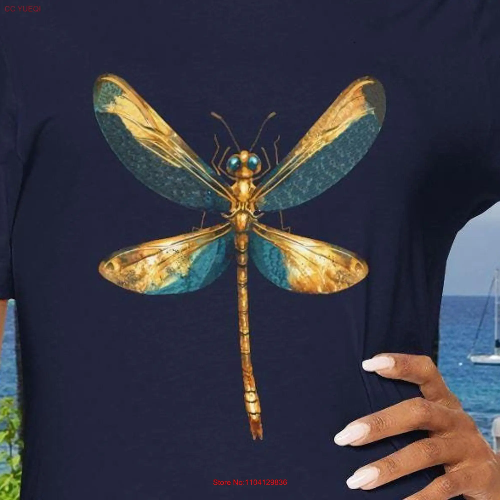 Golden dragonfly T Shirt Insect animal lover nature gift long or short sleeves