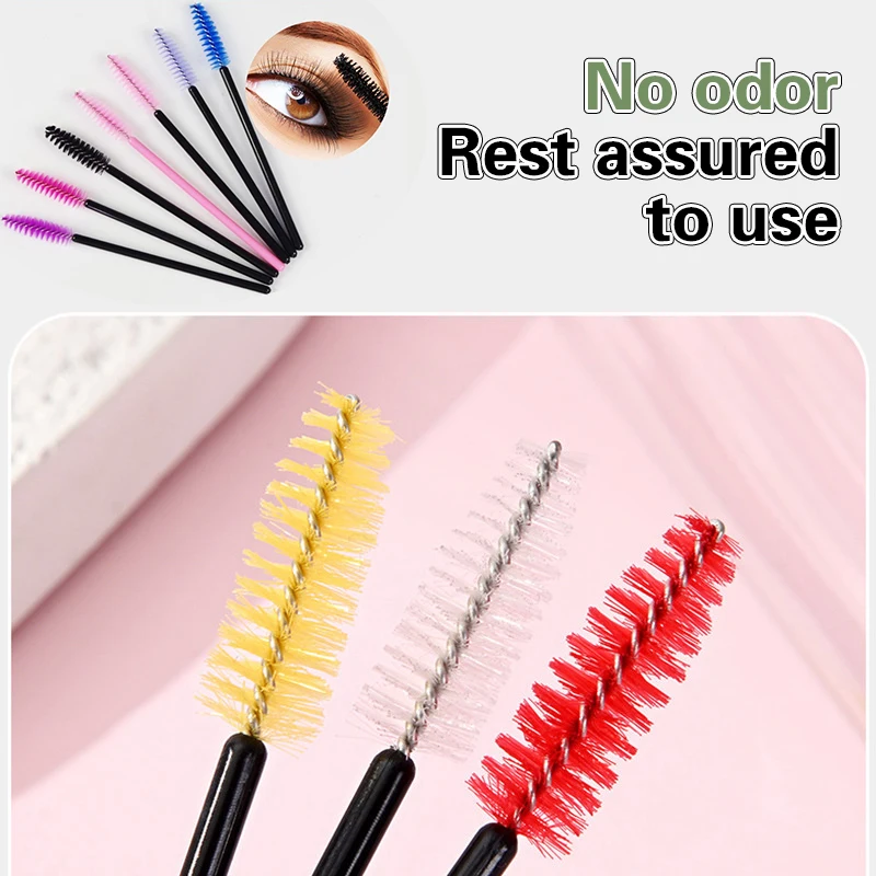 50Pcs Disposable Eyelash Brushes Short Nylon Eyebrow Brush Mascara Wands Applicator Eyelashes Extension Tools