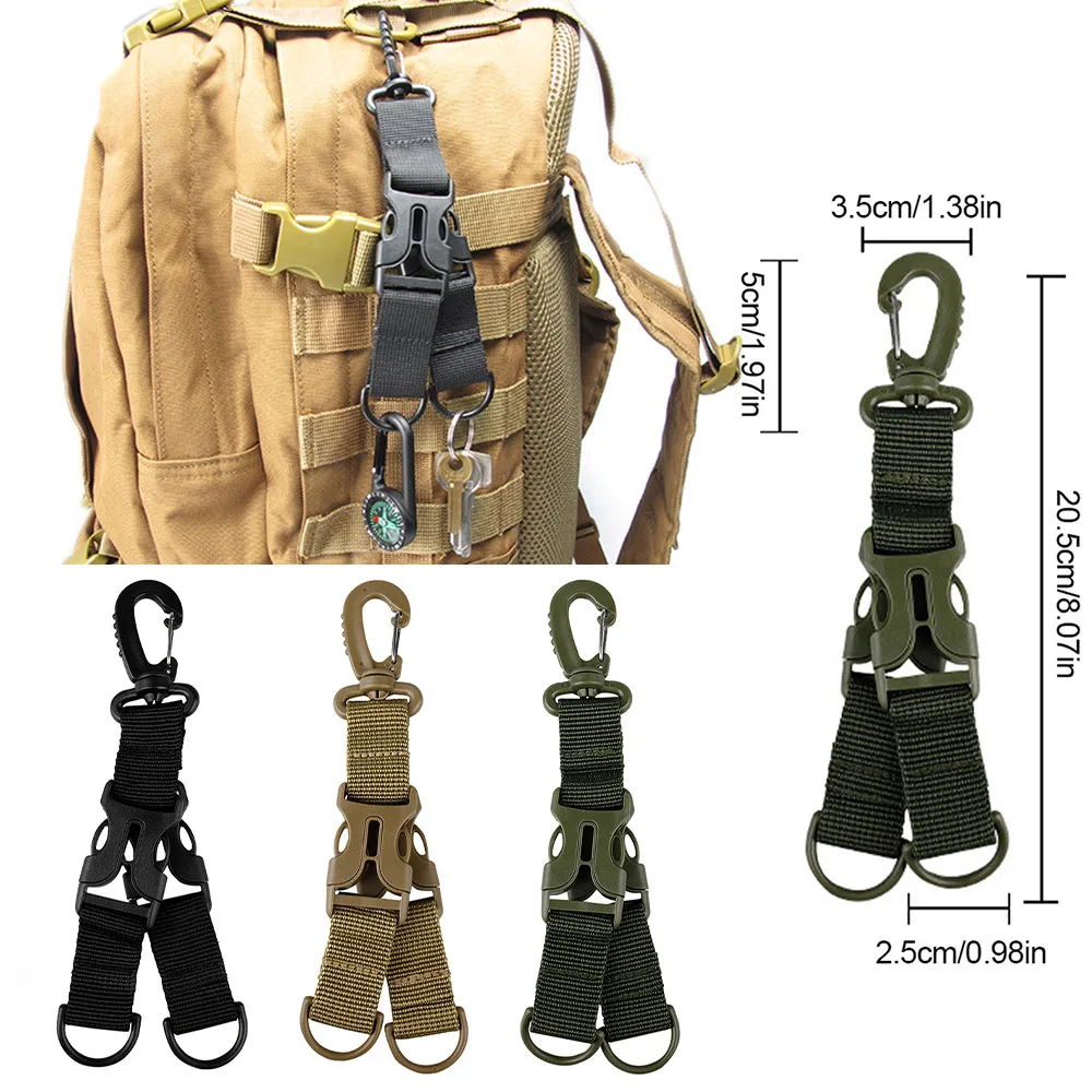 

Outdoor Dual Ring Carabiner Multi Function Keychain Plastic Snap Hook Backpack Clip Nylon Webbing Strap Lightweight Durable