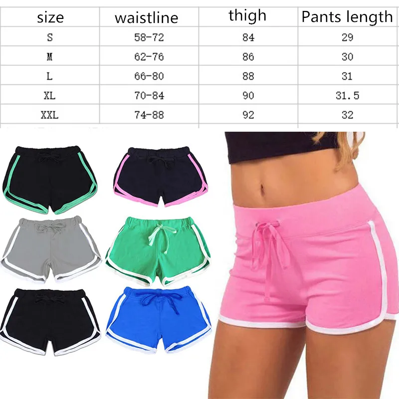 Summer Fast Drying OCEAN FANCY Women Cotton Shorts Contrast Binding Side Split Elastic Waist Loose Casual Shorts Yoga Short