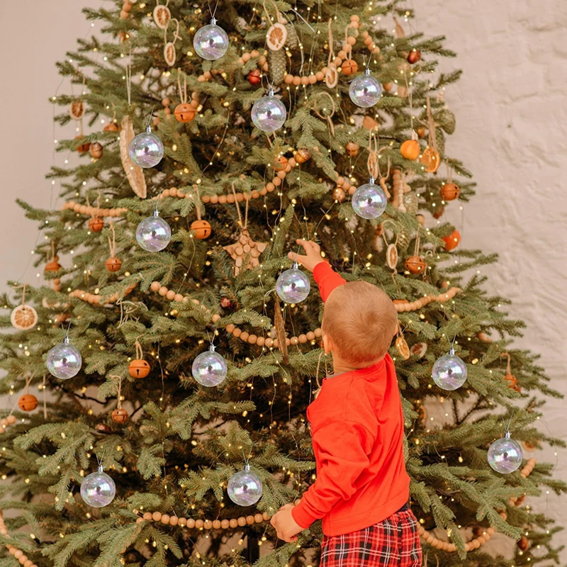 24 ชิ้น 5 เซนติเมตรคริสต์มาสสีรุ้ง Ball Clear Shatterproof DIY ตกแต่งวันหยุด Xmas Tree แขวน Ball Party เทศกาลของขวัญ