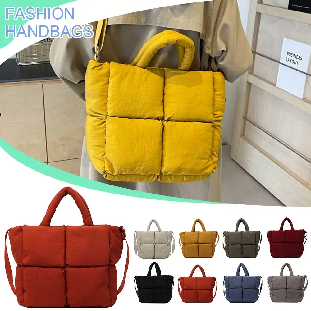 حقائب نسائية منتفخة ذات سعة كبيرة حقيبة تسوق بسيطة بلون سادة حقائب ساع عصرية بحزام قابل للتعديل حقيبة هوبو أنيقة