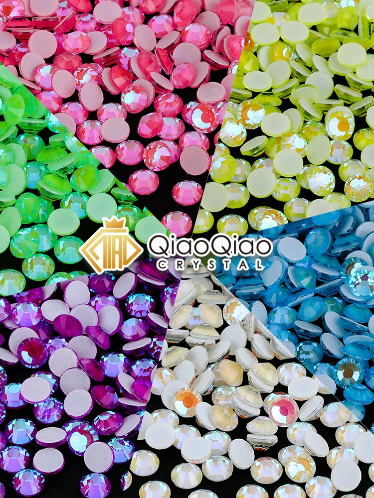 QIAO SS6-SS30 Neon Jelly AB Hotfix Strasssteine aus Kristallglas, Flache Rückseite, Glitzersteine für DIY-Bastelarbeiten und Kunst – Detail 1