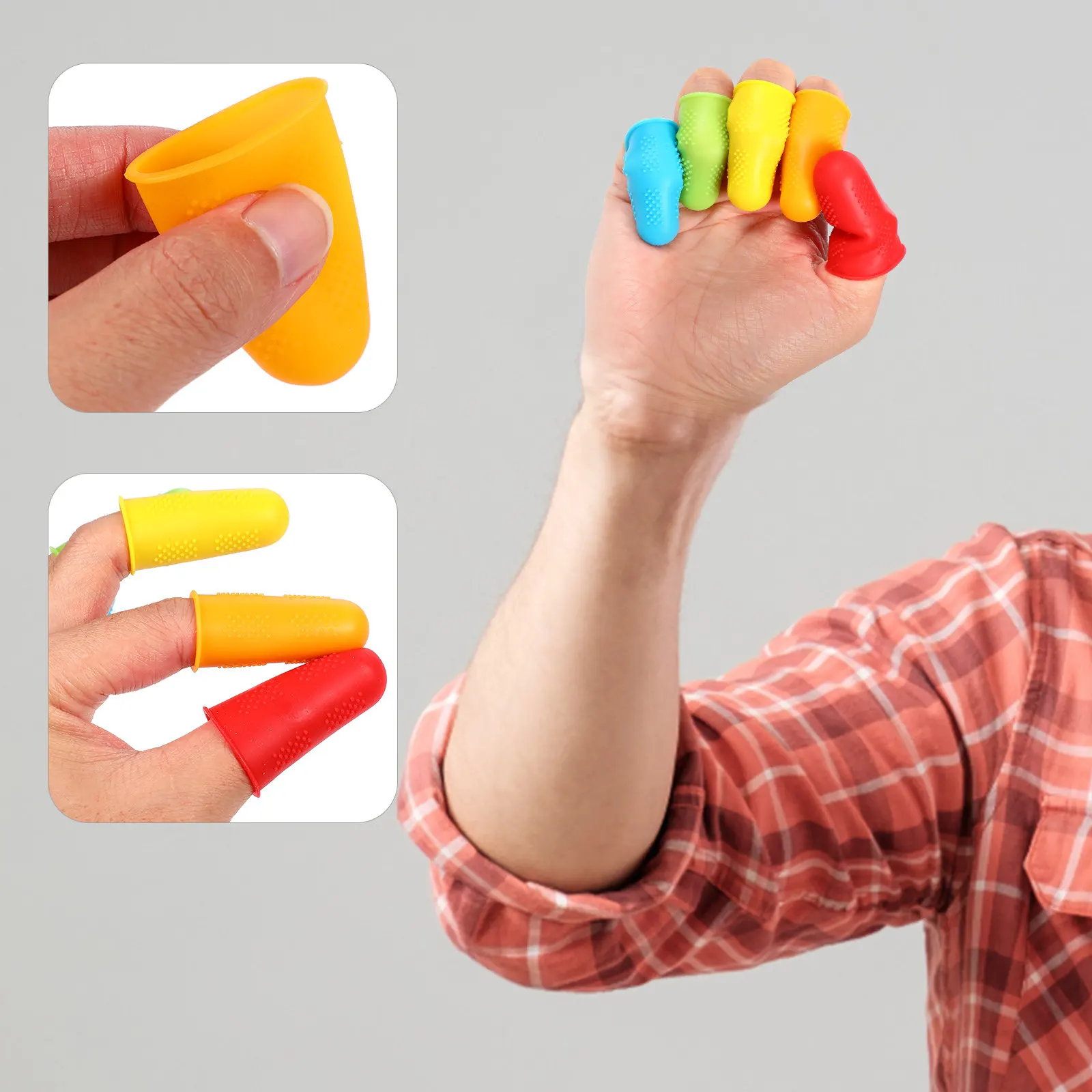 15Pcs Finger Protector Silicone Covers Soft Elastic Reusable Sewing Gardening Needlework Adhesive Craft Gloves Finger Sleeves