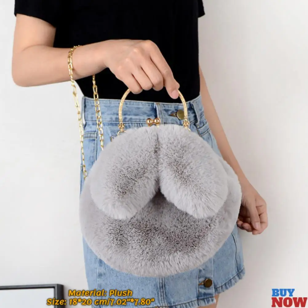 Bonitos bolsos cruzados de conejo de peluche para mujer, versión coreana, bonitos bolsos y bolsos para niñas, nueva bandolera de hombro con Orejas de conejo